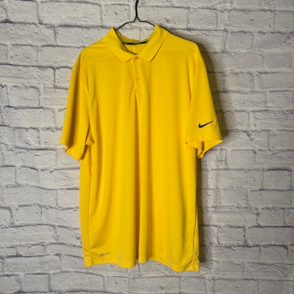 Nike Mens DriFit XL Golf Shirt Yellow Black Loose Fit